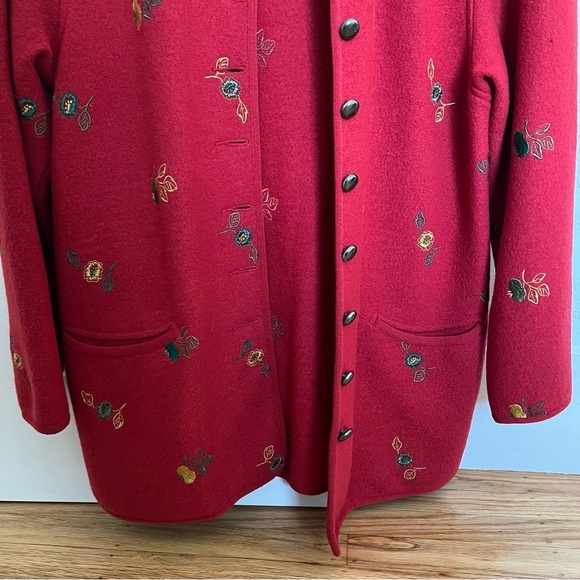 Vintage Geiger Red Wool Holiday Festive Coat Size 38 - Picture 4 of 13